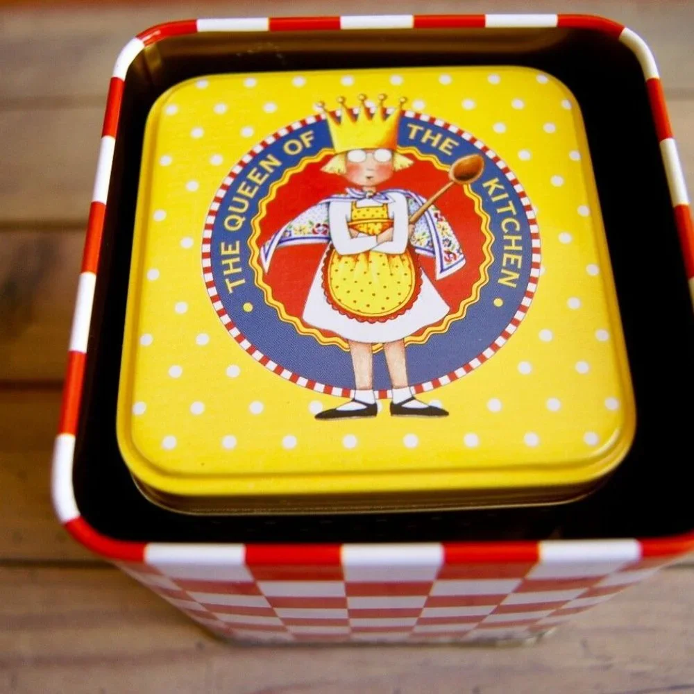 ME Ink Tin Box 1997 Charpente Set of 3 The Queen Of The Kitchen Red Checker